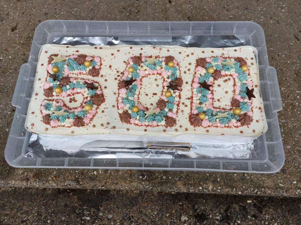 A special cake to celebrate Rodney Freeburn's 500th Parkrun