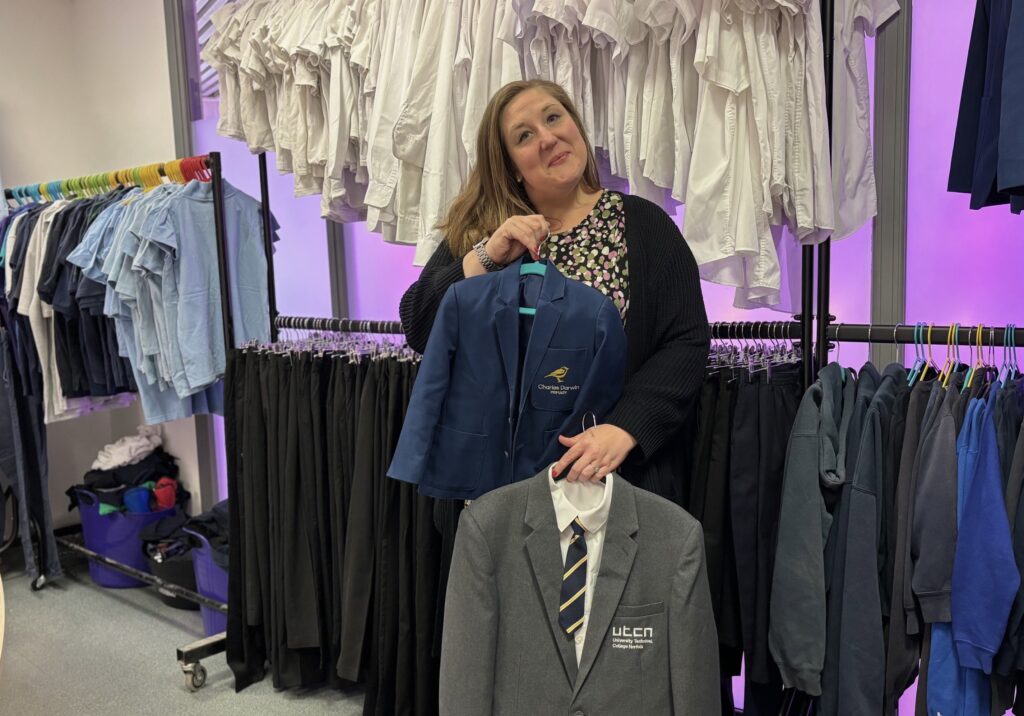 Gemma Hyde from Castle Quarter with the school uniform collection