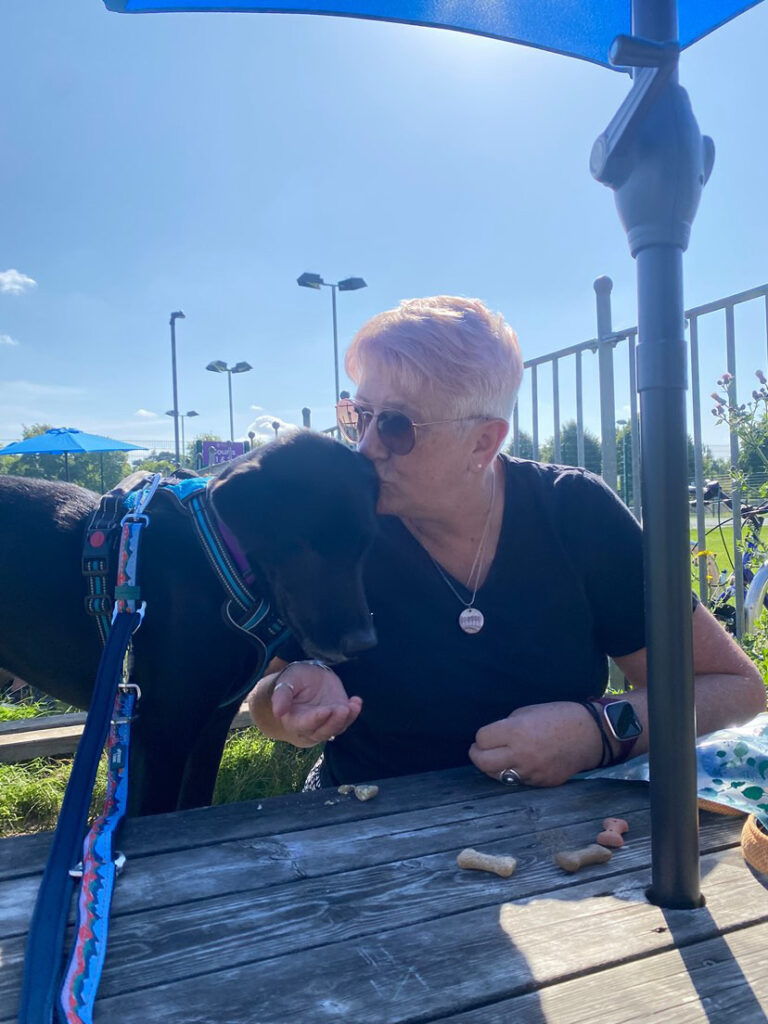 Larry with his owner, June