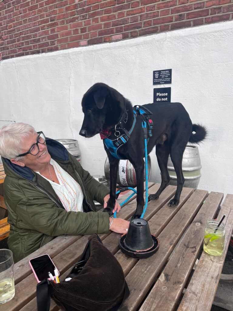 Larry with his owner, June