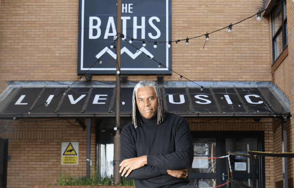 Marcus Harris-Noble outside The Baths photo by John Ferguson
