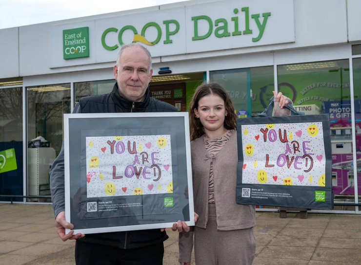 Gracie, aged 11, one of the winners of the East of England Co-op competition to design limited edition shopper bags to raise money for its Community Cares Fund