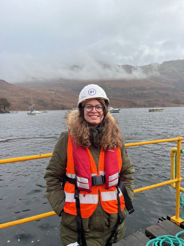 Xenia at a cable installation site visit in Scotland